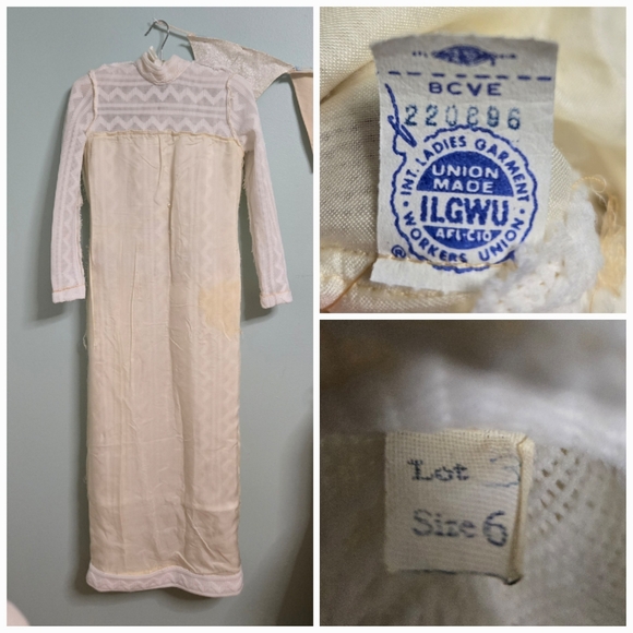 Vintage 70s White Knit Mockneck Full Length Maxi Sweater Dress With Gold Belt - Picture 8 of 10